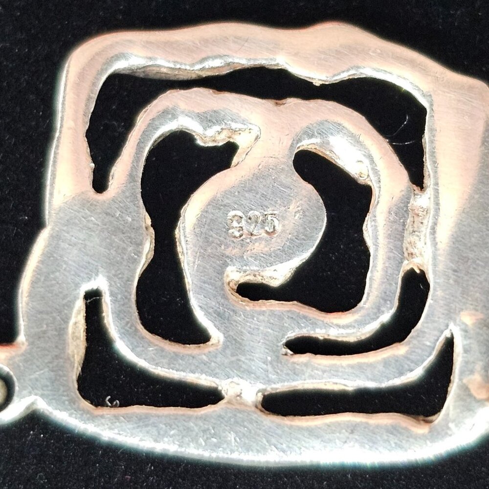 Sterling Silver 925 Modernist Rose Link Necklace 18” – 58g Statement Piece - Picture 5 of 8